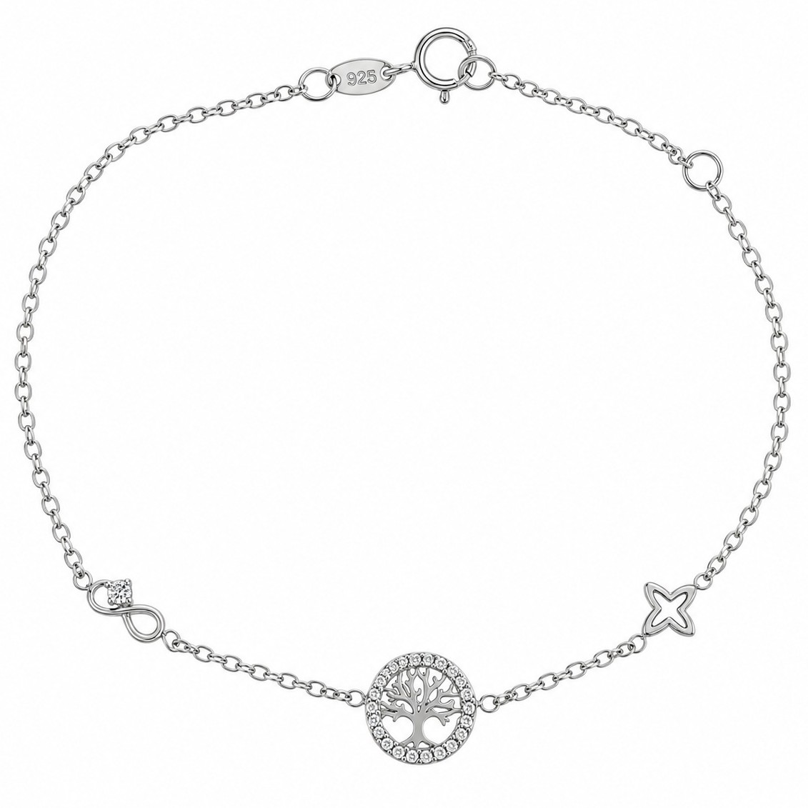 BRACELET Tree of Life SENZIO Collection in K9 White Gold with Zircon Stones 3SOUB.427BB - 