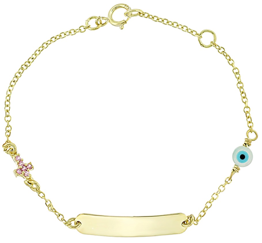 ΤΑΥΤΟΤΗΤΑ Βραχιόλι K9 σε Κίτρινο Χρυσό με Ροζ Πέτρες Ζιργκόν 3SOY.380B - 