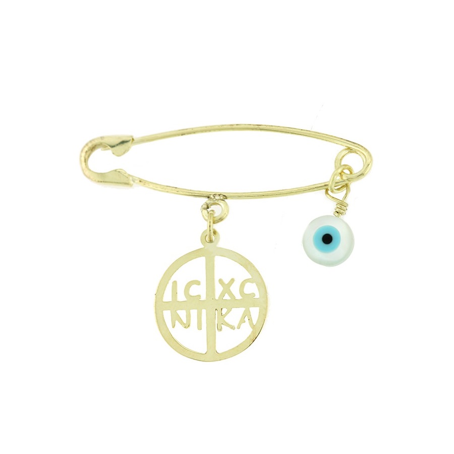 PIN Kids K9 Yellow Gold with Christian Charm with Eye Charm 3SOY.387PA - 