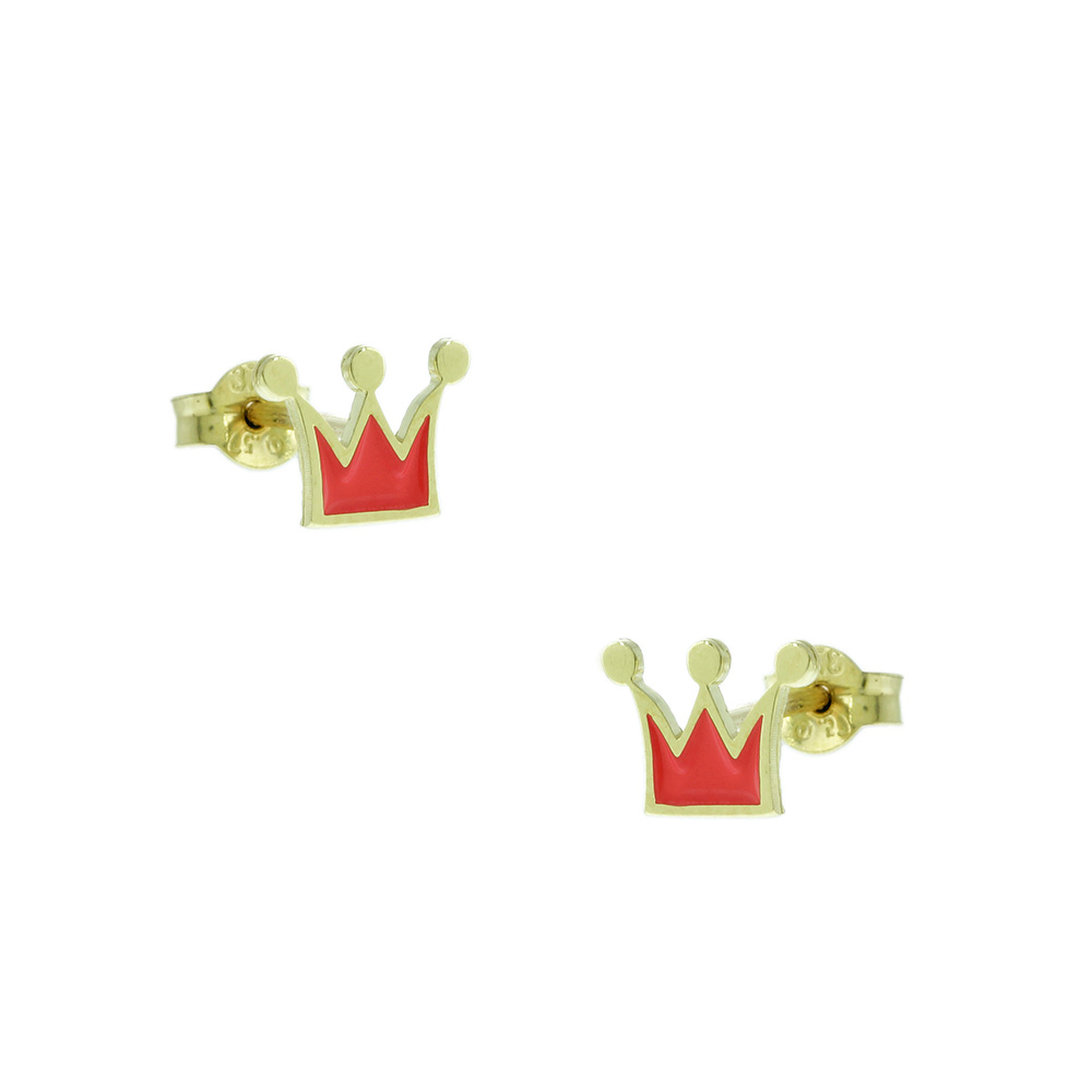 EARRINGS Crowns Yellow Gold K9 with Enamel 3VAR.100POR