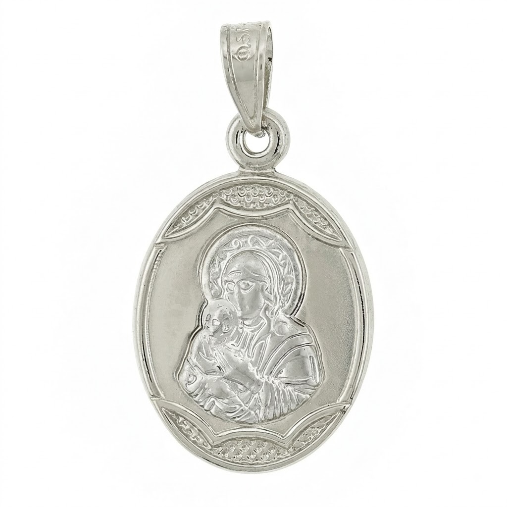 ΜΕΝΤΑΓΙΟΝ Παναγίτσα SENZIO Collection σε Λευκό Χρυσό K9 3VAR.5BP - 