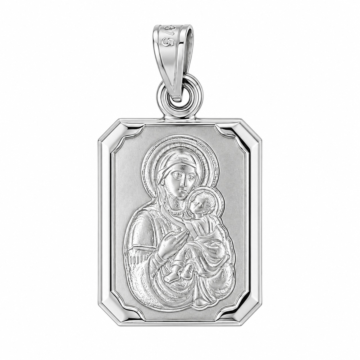 PENDANT Virgin Mary SENZIO Collection in K9 White Gold 3VAR.7BP - 