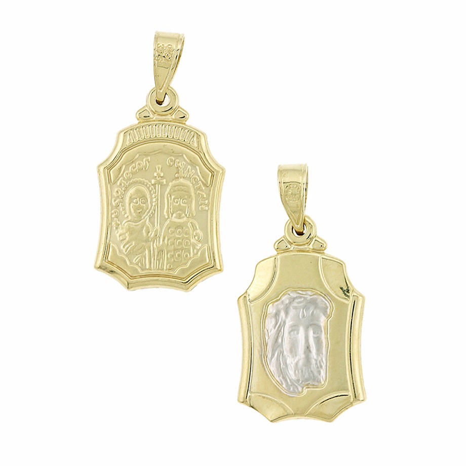 ΚΩΝΣΤΑΝΤΙΝΑΤΟ Φυλαχτό Διπλής Όψης SENZIO Collection από Κ9 Κίτρινο Χρυσό 3VAR.D015P - 