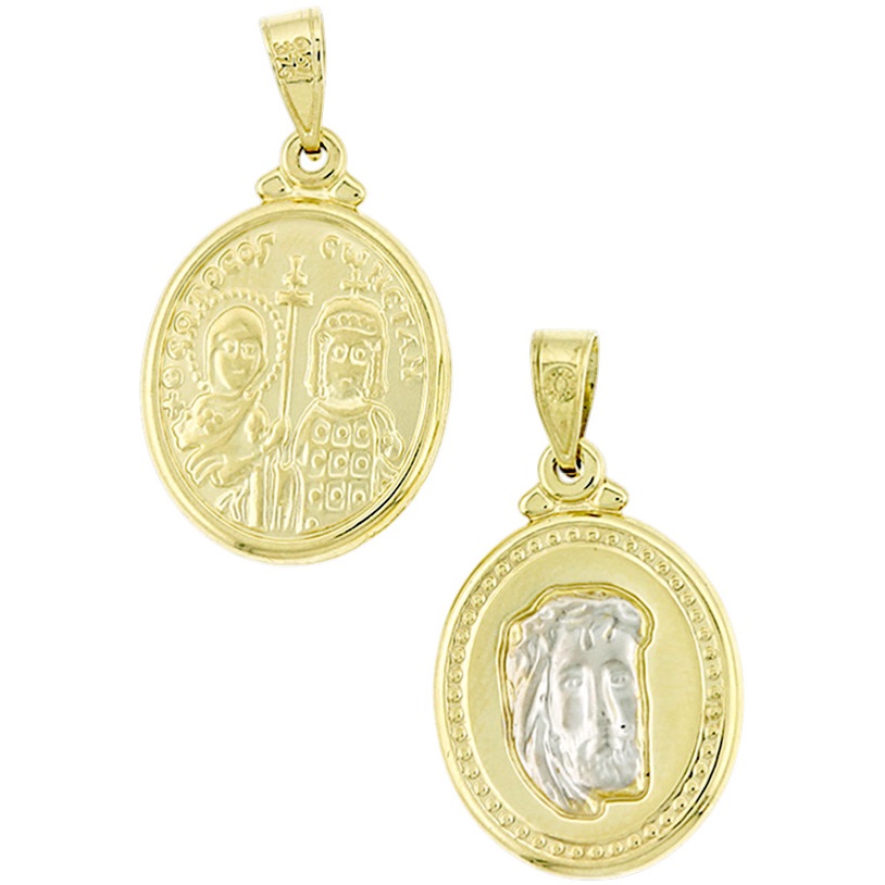 ΜΕΝΤΑΓΙΟΝ Χριστός Διπλής Όψεως SENZIO Collection K9 Κίτρινο και Λευκό Χρυσό 3VAR.D13P - 