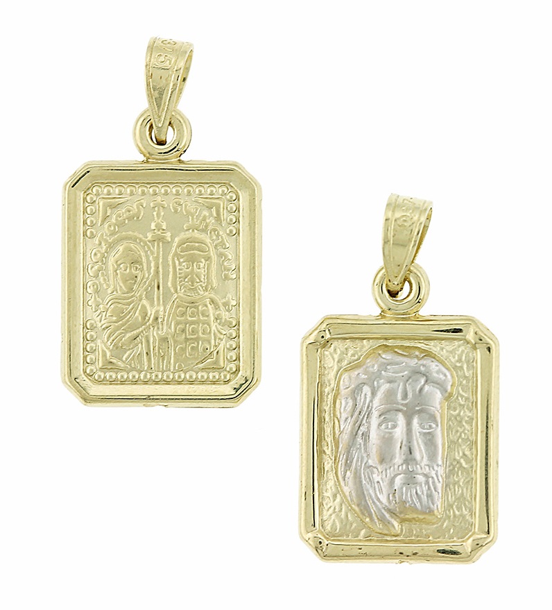 PENDANT Christ Double Sided Two Color 9K Yellow and White Gold 3VAR.03.D1P - 