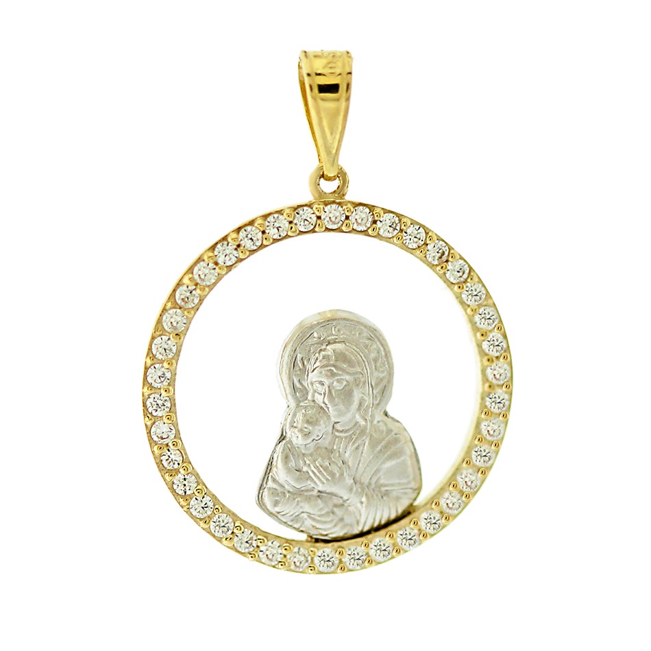 ΠΑΝΑΓΙΤΣΑ Φυλαχτό SENZIO Collection K9 Κίτρινο & Λευκό Χρυσό με Πέτρες Ζιργκόν 3VAR.P1P - 