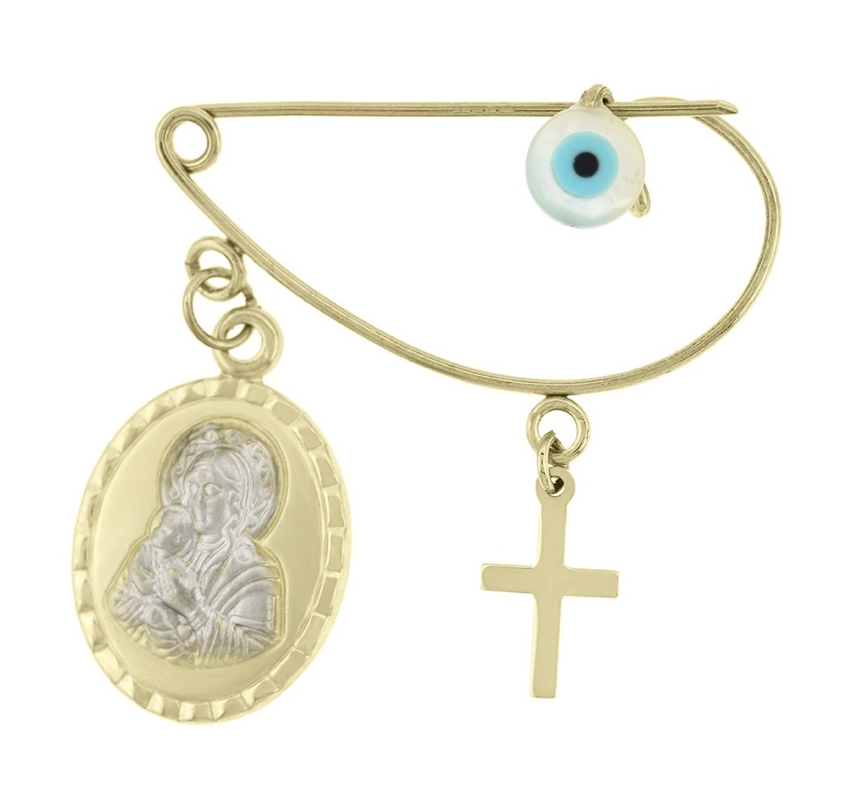 ΠΑΡΑΜΑΝΑ Παιδική Κίτρινο χρυσό K9 με Παναγία 3VAR.110NA - 