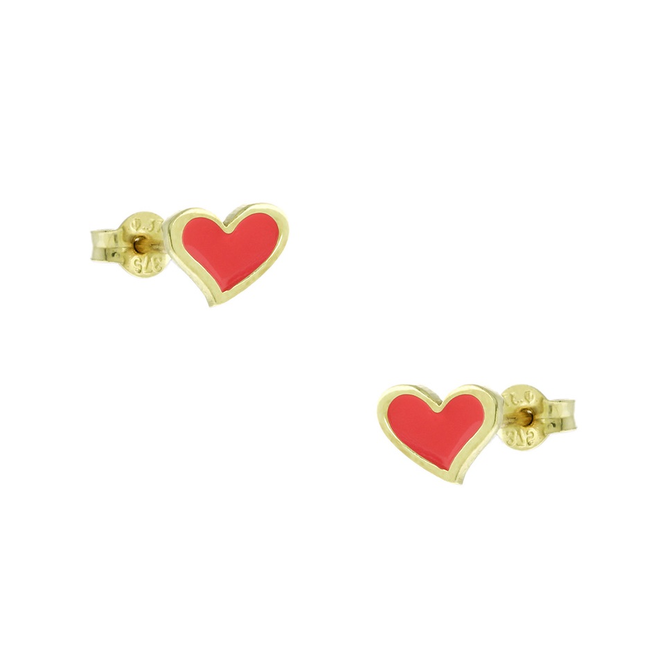 EARRINGS Kids Hearts Yellow Gold K9 with Enamel 3VAR.111POR