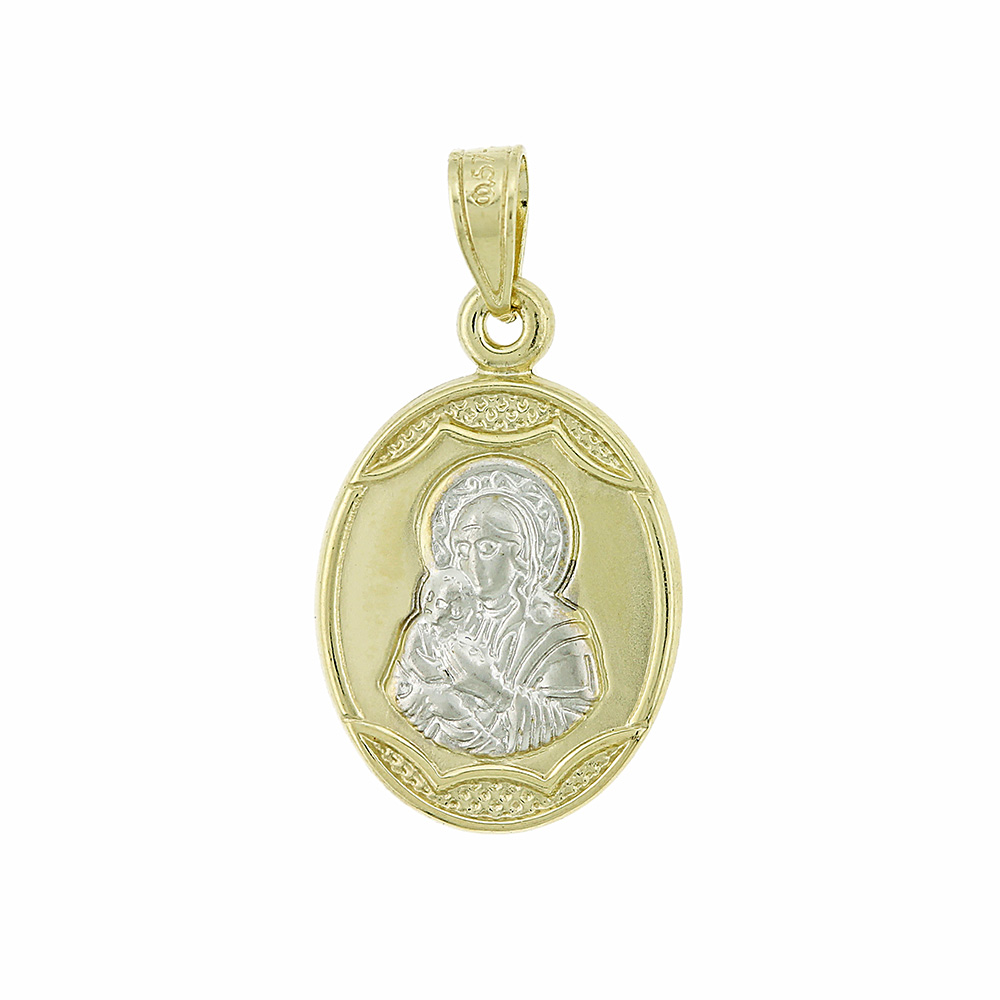 VIRGIN MARY Bicolor K9 Yellow and White Gold 3VAR.5P