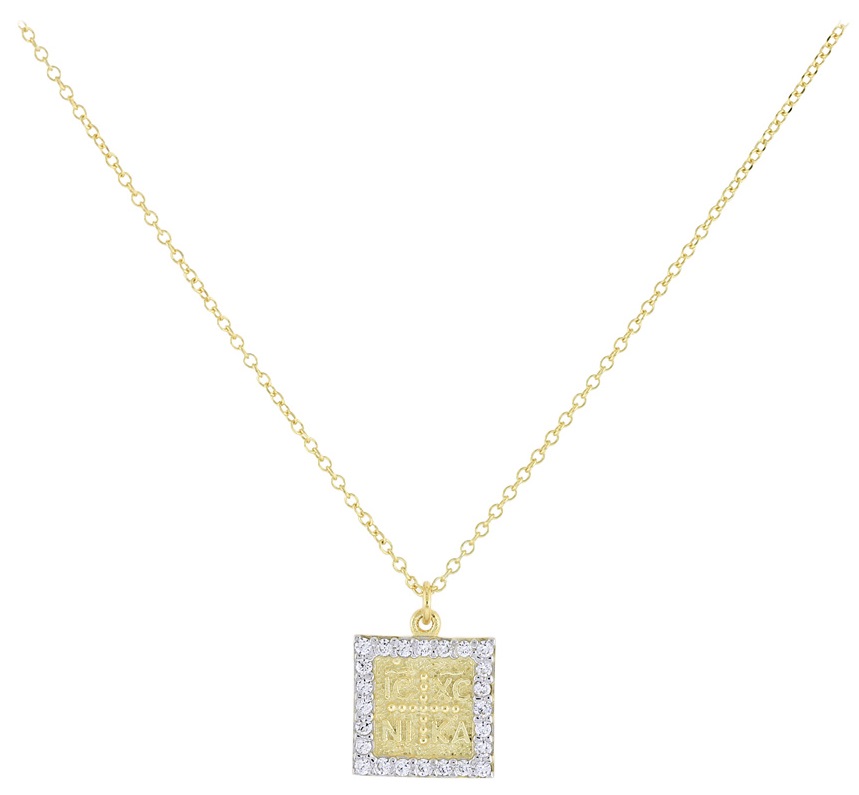 NECKLACE Christian Charms in 9K Yellow Gold with Chain and Zircon Stones 3VAR.761C - 