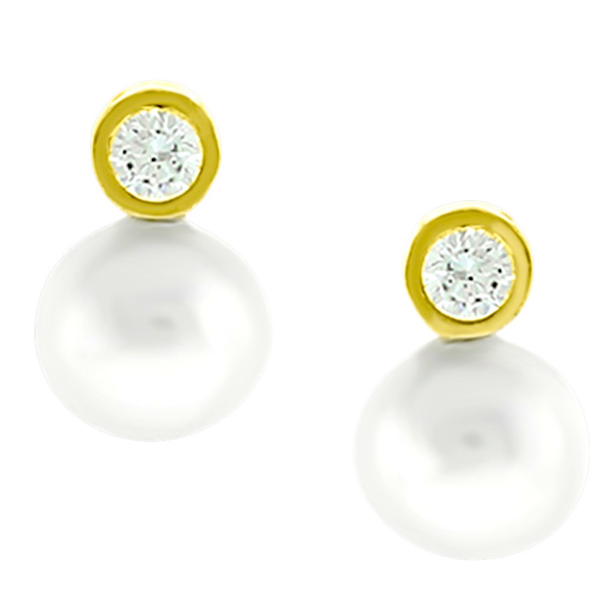 ΣΚΟΥΛΑΡΙΚΙΑ SENZIO Collection Κ9 Κίτρινο Χρυσό με Μαργαριτάρι 3SOY.843SK - 