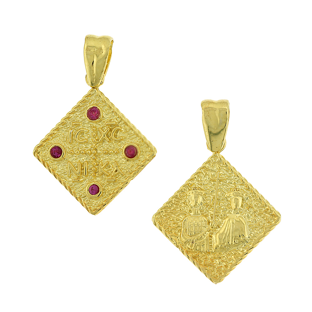 CHRISTIAN CHARMS Amulet Double Sided K9 Yellow Gold with Zircon Stones 3SOY.24ME