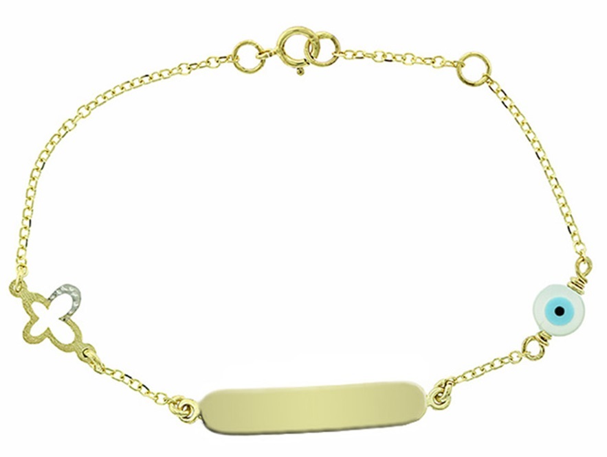ΤΑΥΤΟΤΗΤΑ Βραχιόλι Πεταλούδα K9 σε Κίτρινο Χρυσό με Μάτι 3ΣΟΥ.01.261Β