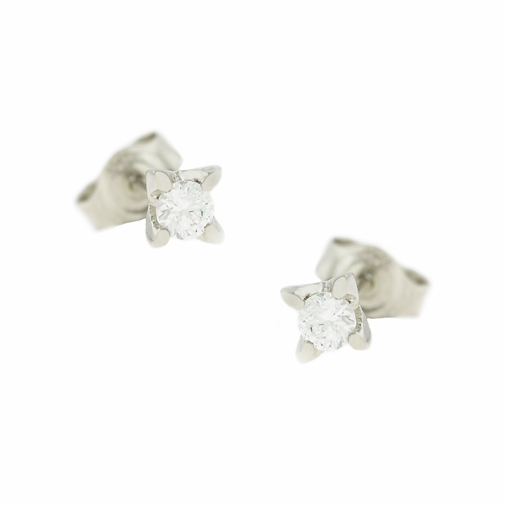 ΣΚΟΥΛΑΡΙΚΙΑ Μονόπετρα Λευκόχρυσά Κ9 με Ζιργκόν 3ΣΟΥ.02.492ΛΣΚ - 