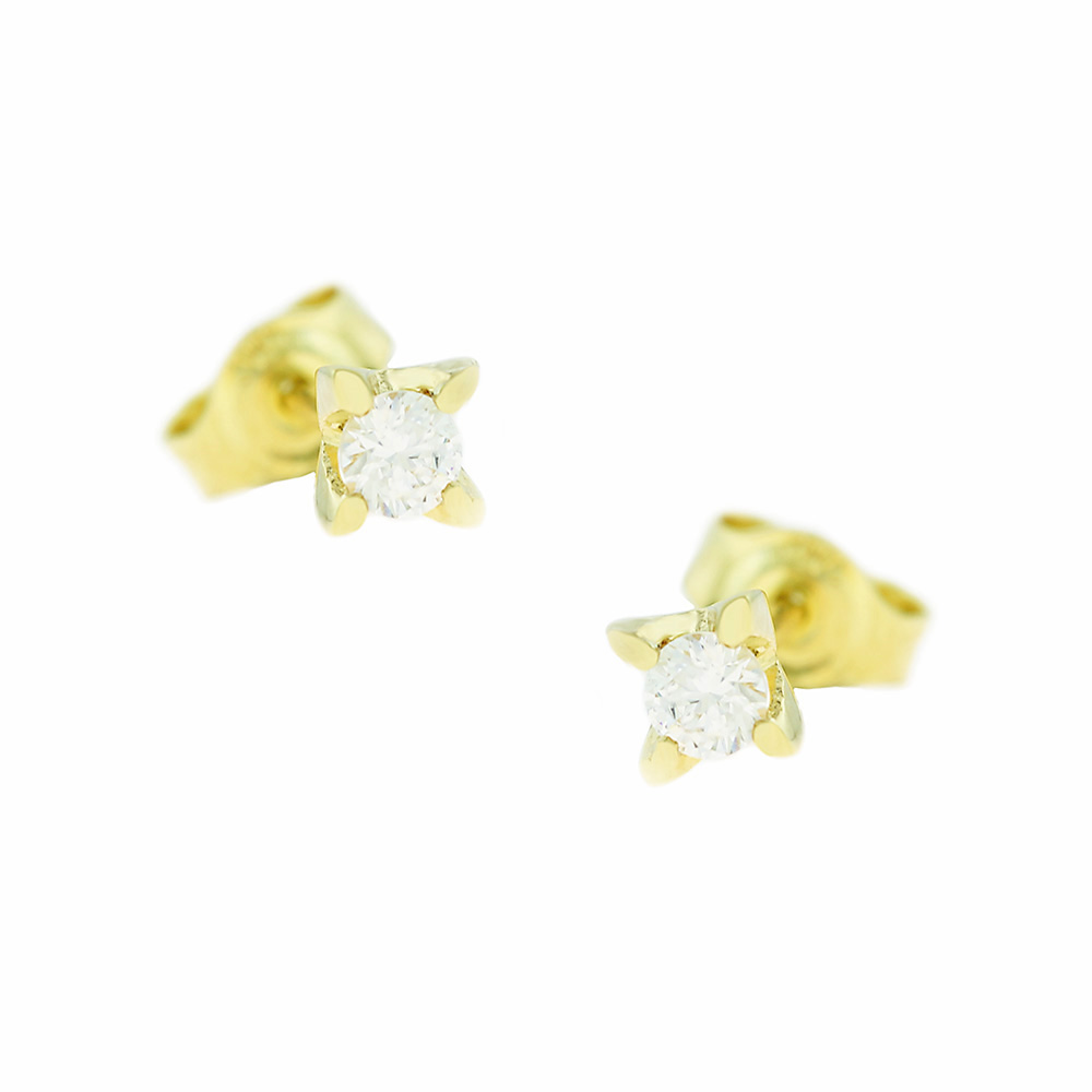 EARRINGS Single Stone Gold 9K with Zircon 3SOU.02.492SK