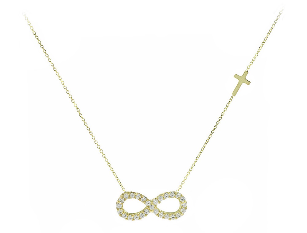 ΚΟΛΙΕ Άπειρο Κίτρινο Χρυσό 9Κ με Πέτρες Ζιργκόν 3SOY.608SKK - 