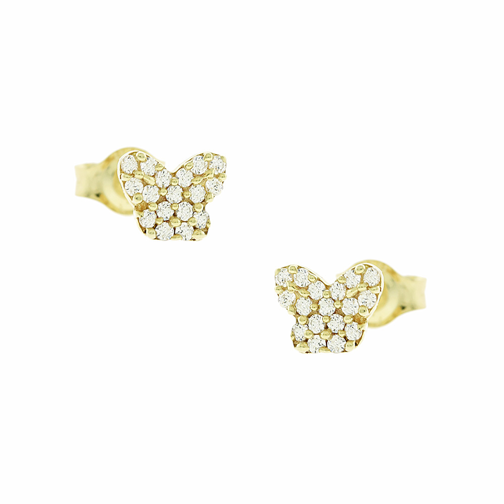 EARRINGS Butterflies Yellow Gold 9K with Zircon 3SOU.02.803SK