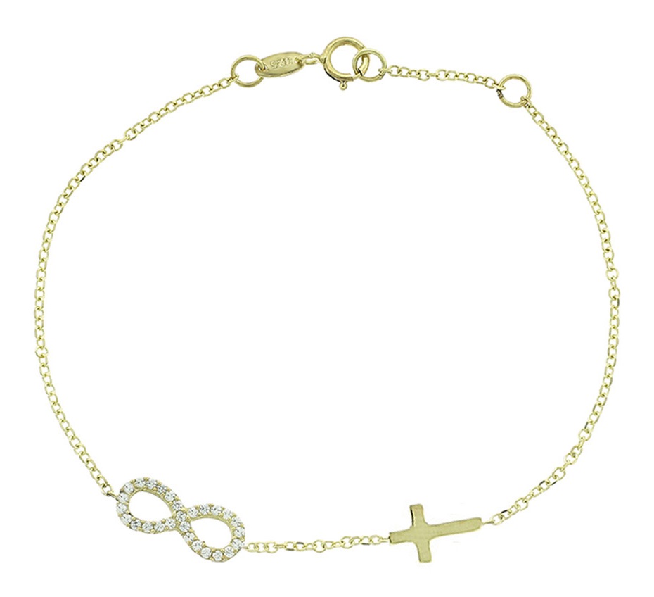 ΒΡΑΧΙΟΛΙ Άπειρο 9K Κίτρινο Χρυσό με Πέτρες Ζιργκόν 3ΣΟΥ.04.608ΣΒ - 