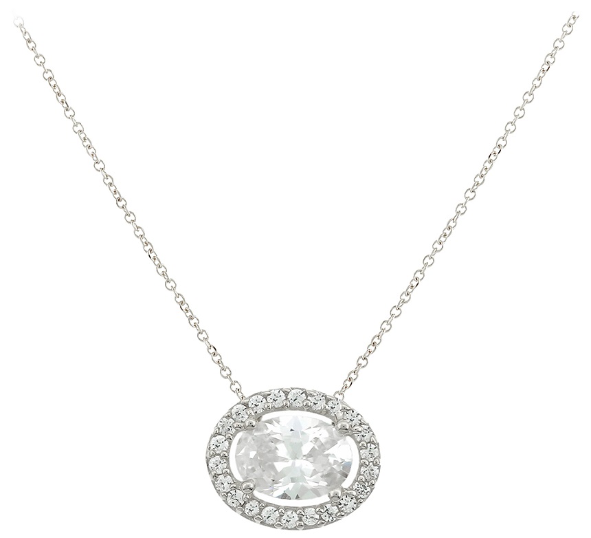 NECKLACE Rosette SENZIO with Zircon 9K White Gold 3SOU.03.4953LK - 
