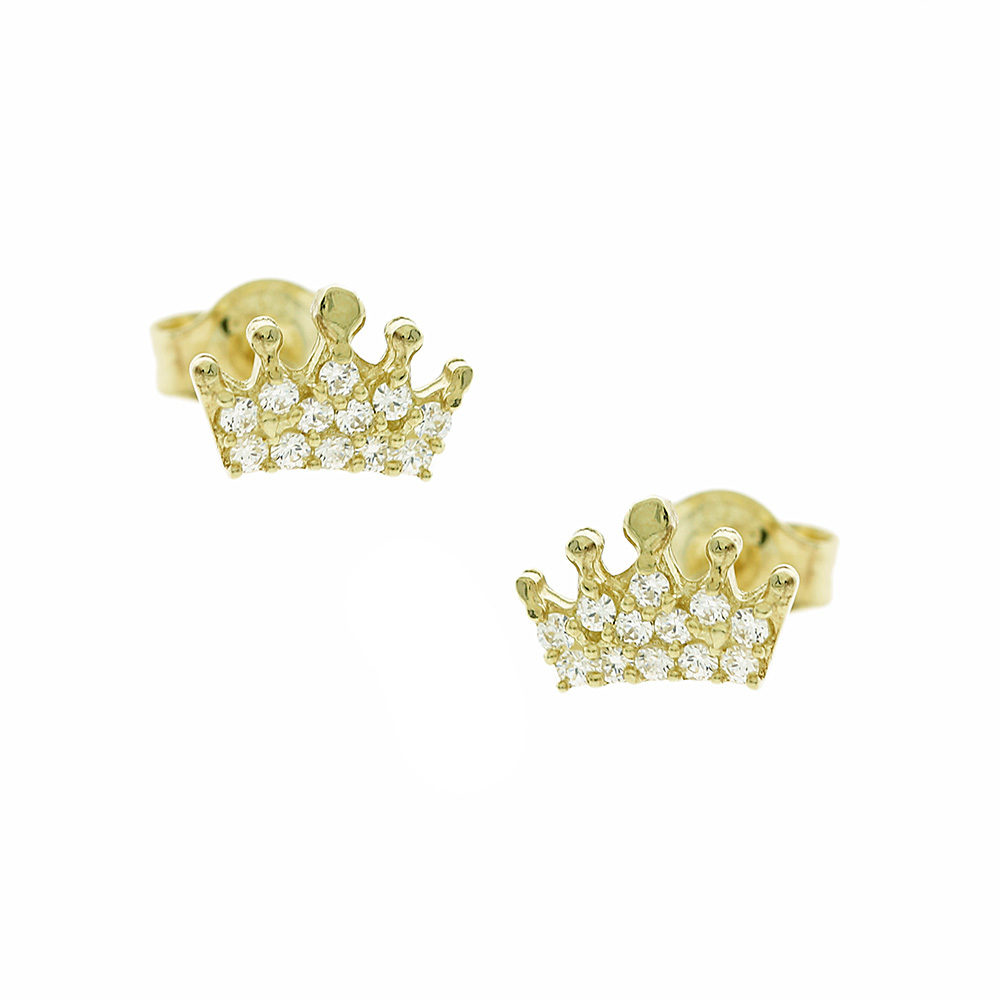 EARRINGS Crowns Yellow Gold K9 with Zircon 3SOY.800SK