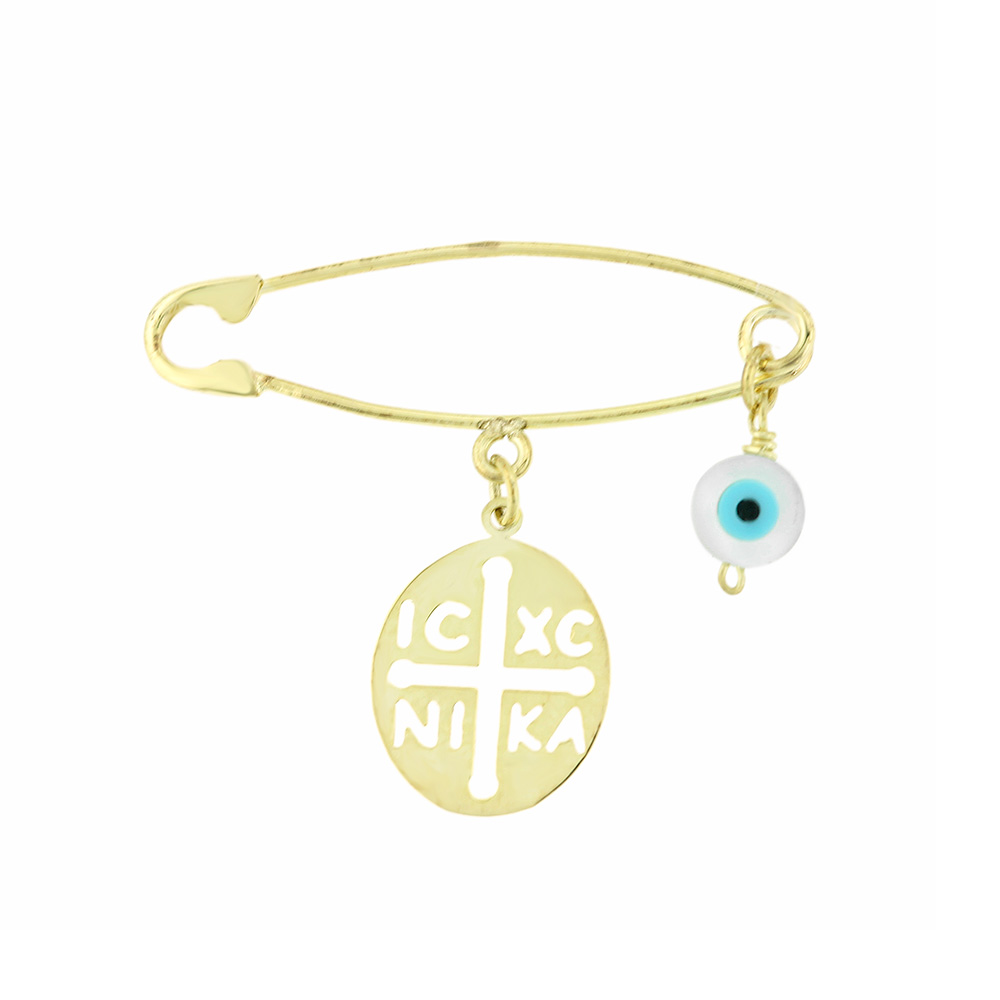 PIN Kids K9 Yellow Gold with Christian Charm with Eye Charm 3SOY.385PA - 