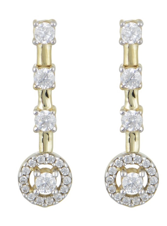 ΣΚΟΥΛΑΡΙΚΙΑ SENZIO Collection Κίτρινο Χρυσό Κ14 με Πέτρες Ζιργκόν E-SF026-1YK14