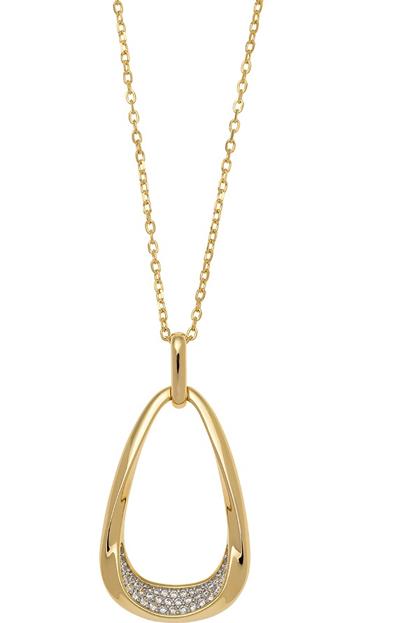 BREEZE Gold Tear Necklace with Crystals 925° Silver 413025.1 - 