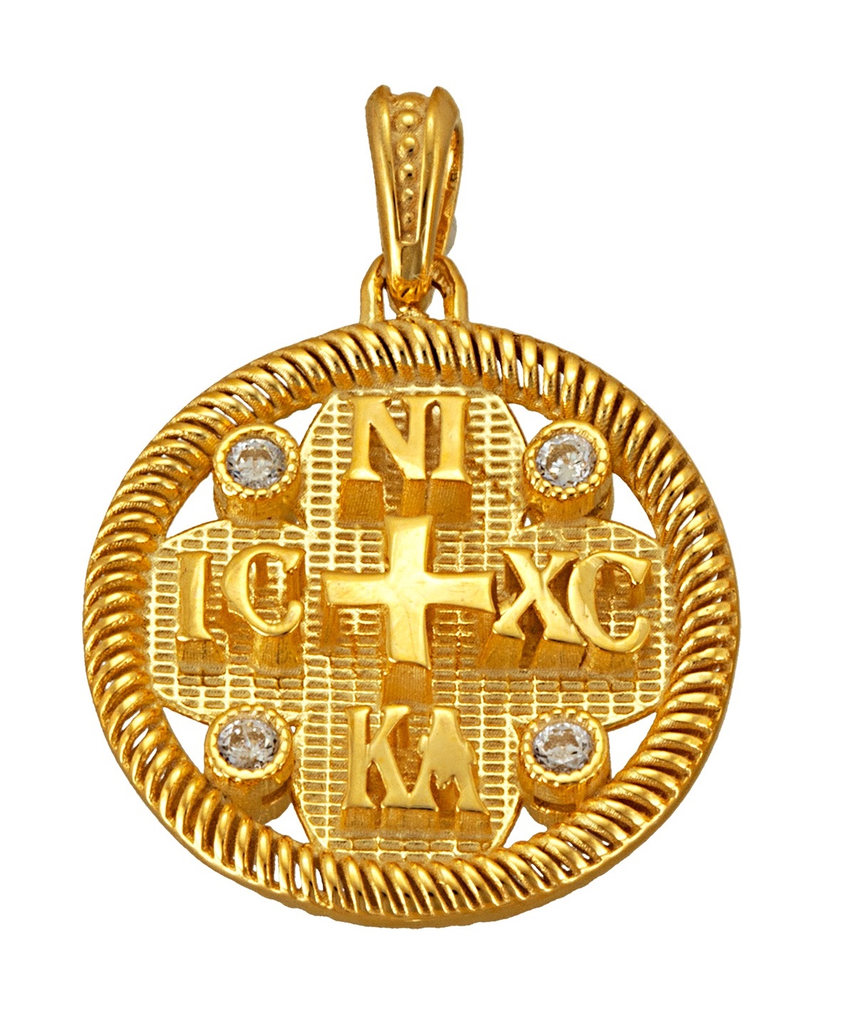 ΚΩΝΣΤΑΝΤΙΝΑΤΟ Βυζαντινό Διπλής Όψης SENZIO Collection από Κ9 Κίτρινο Χρυσό με Ζιργκόν 3LAV.PE418Y - 2