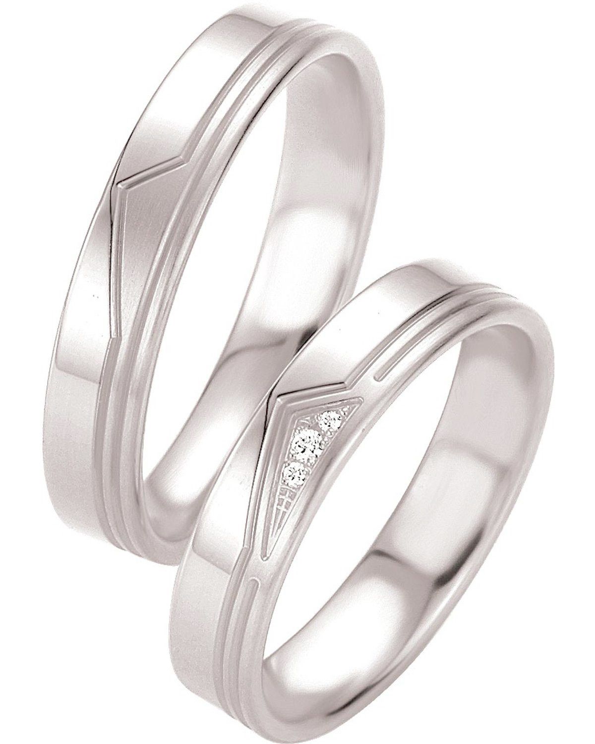 ΒREUNING Basic Light Collection Wedding Rings White Gold 4209-4210W