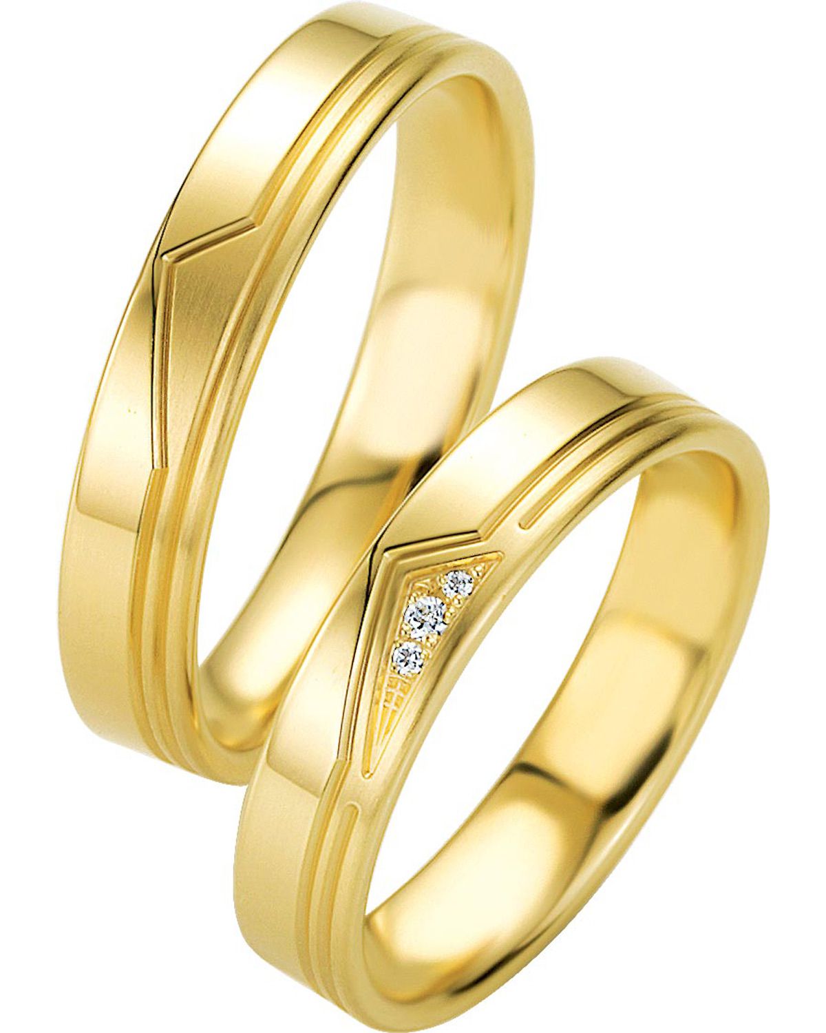 BREUNING Basic Light Collection Wedding Rings Yellow Gold 4209-4210Y - Yellow Gold
