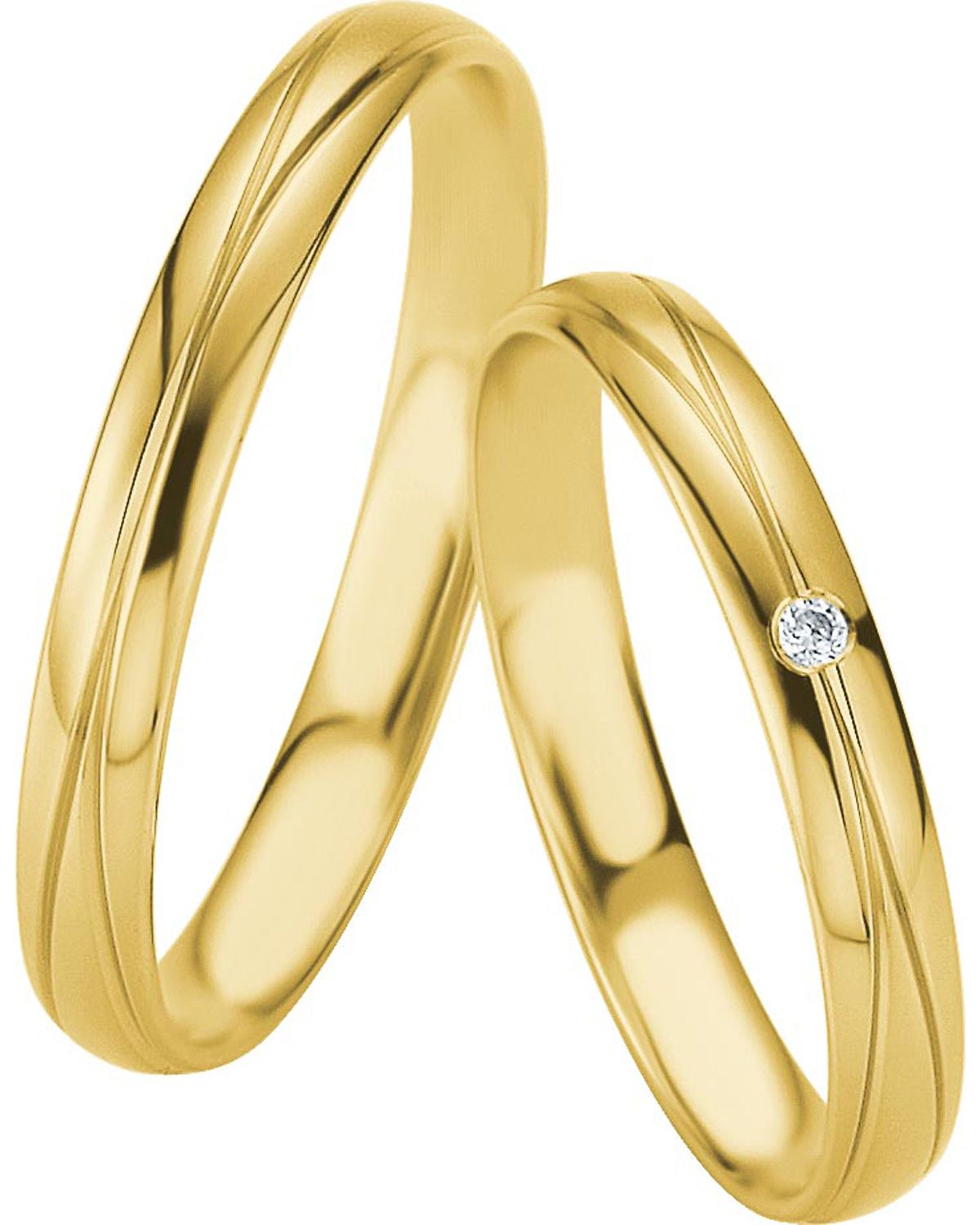 BREUNING Basic Light Collection Wedding Rings Yellow Gold 4221-4222Y - Yellow Gold