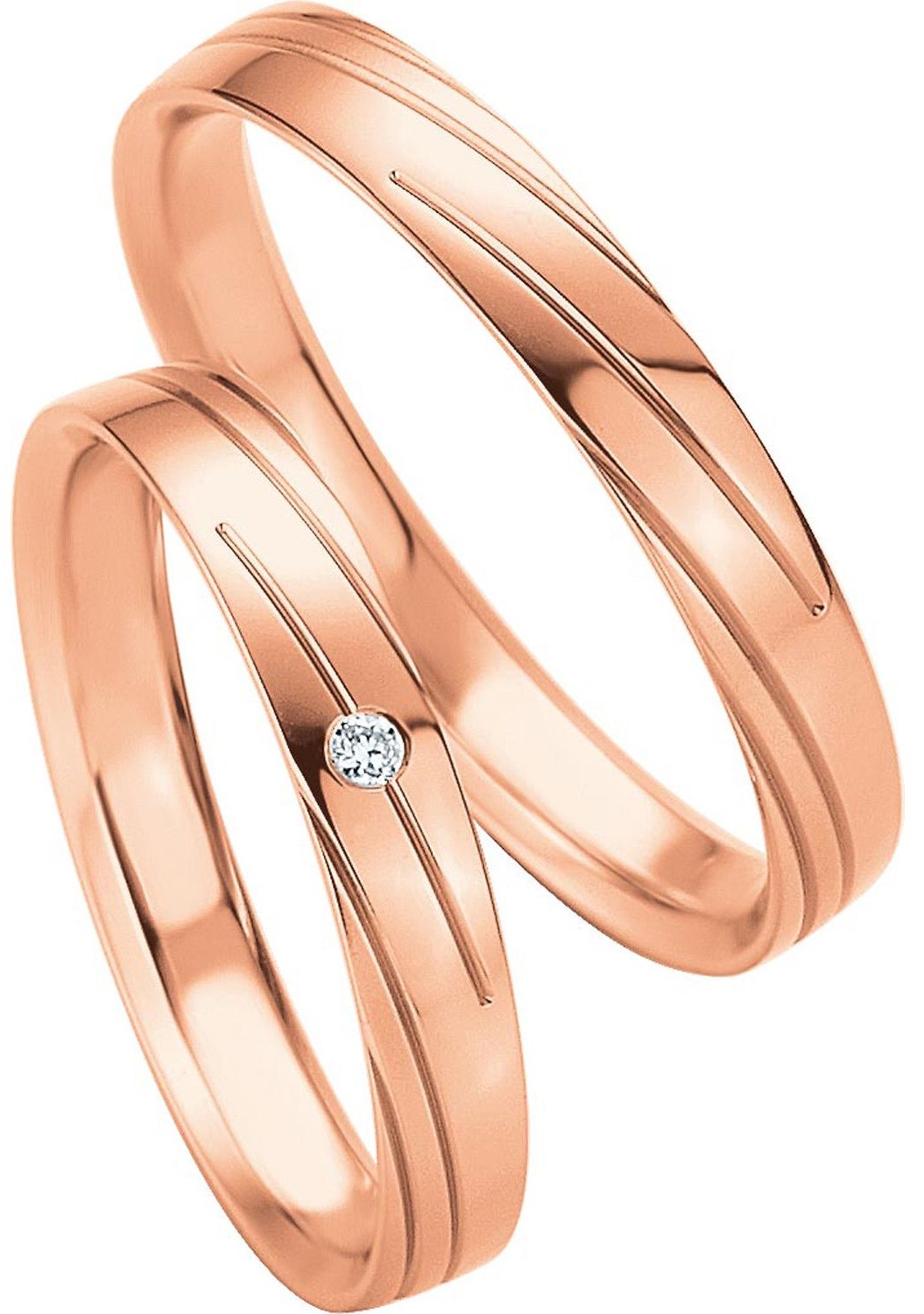 BREUNING Basic Light Collection Wedding Rings Rose Gold 4223-4224R