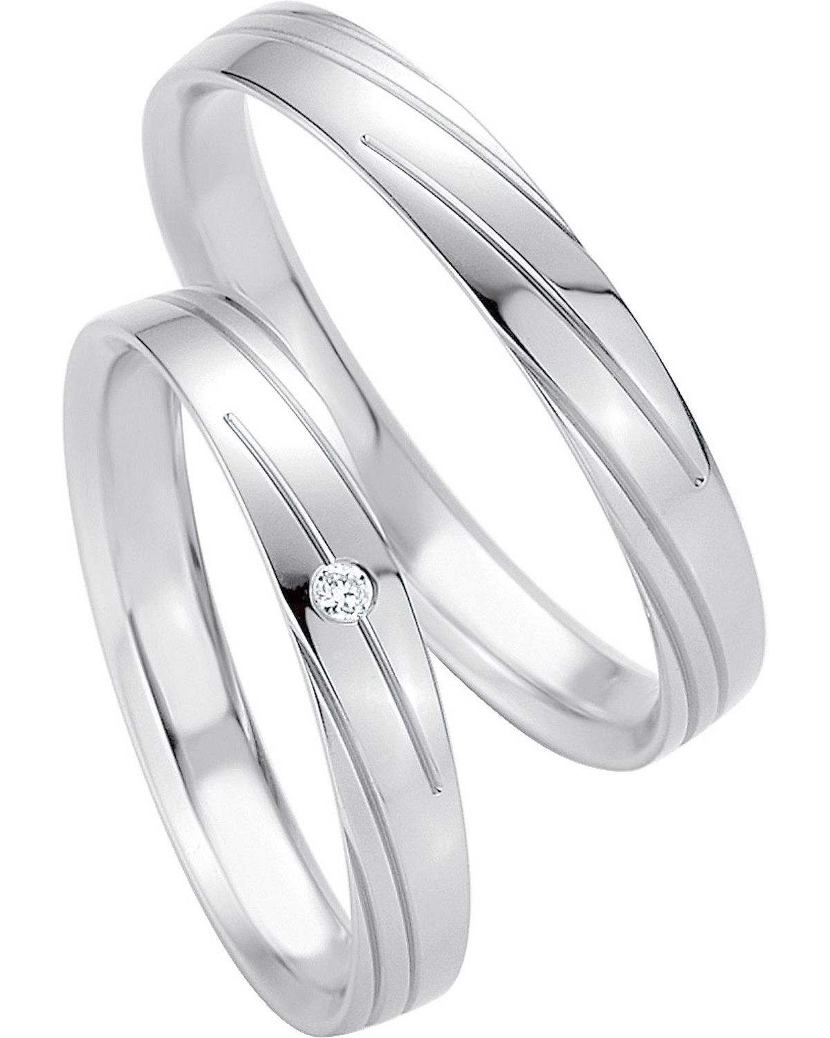 ΒREUNING Basic Light Collection Wedding Rings White Gold 4223-4224W - White Gold