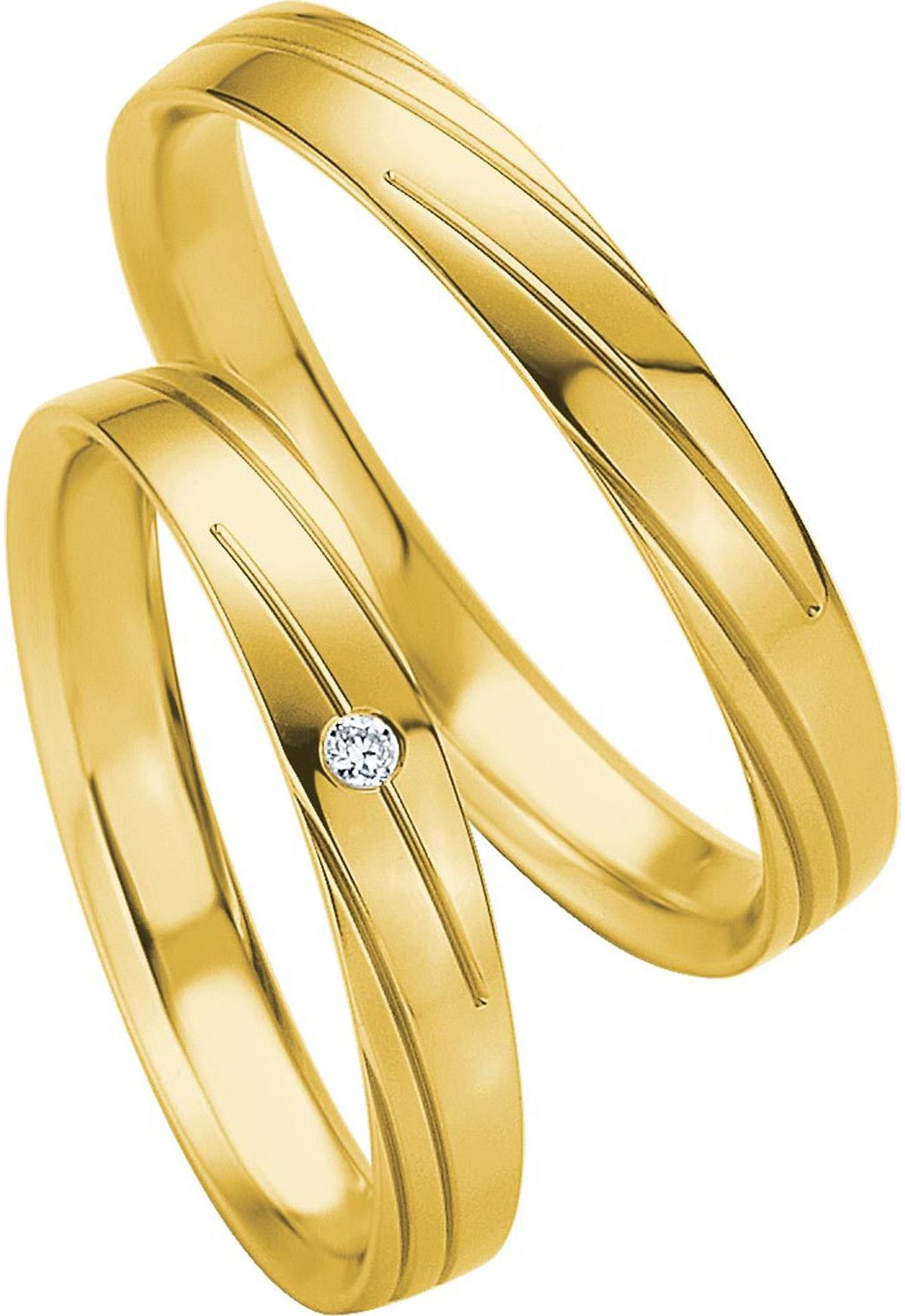 BREUNING Basic Light Collection Wedding Rings Yellow Gold 4223-4224Y - Yellow Gold
