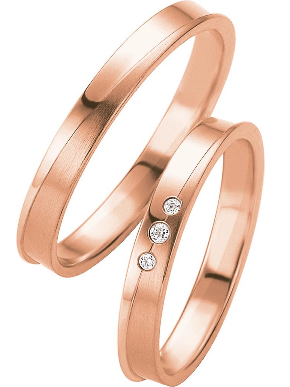 BREUNING Basic Light Collection Wedding Rings Rose Gold 4231-4232R