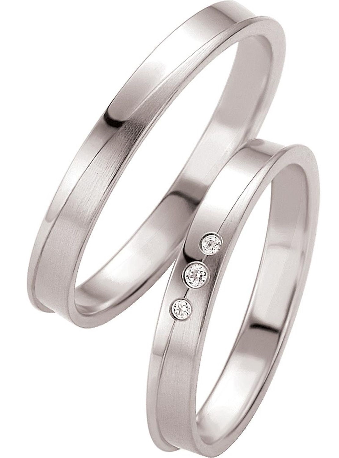 ΒREUNING Basic Light Collection Wedding Rings White Gold 4231-4232W - White Gold