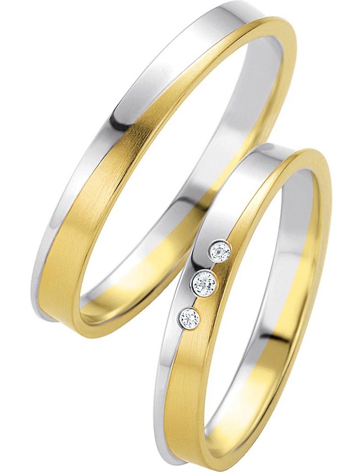 BREUNING Basic Light Collection Wedding Rings White and Yellow Gold 4231-4232YW - Yellow & White Gold