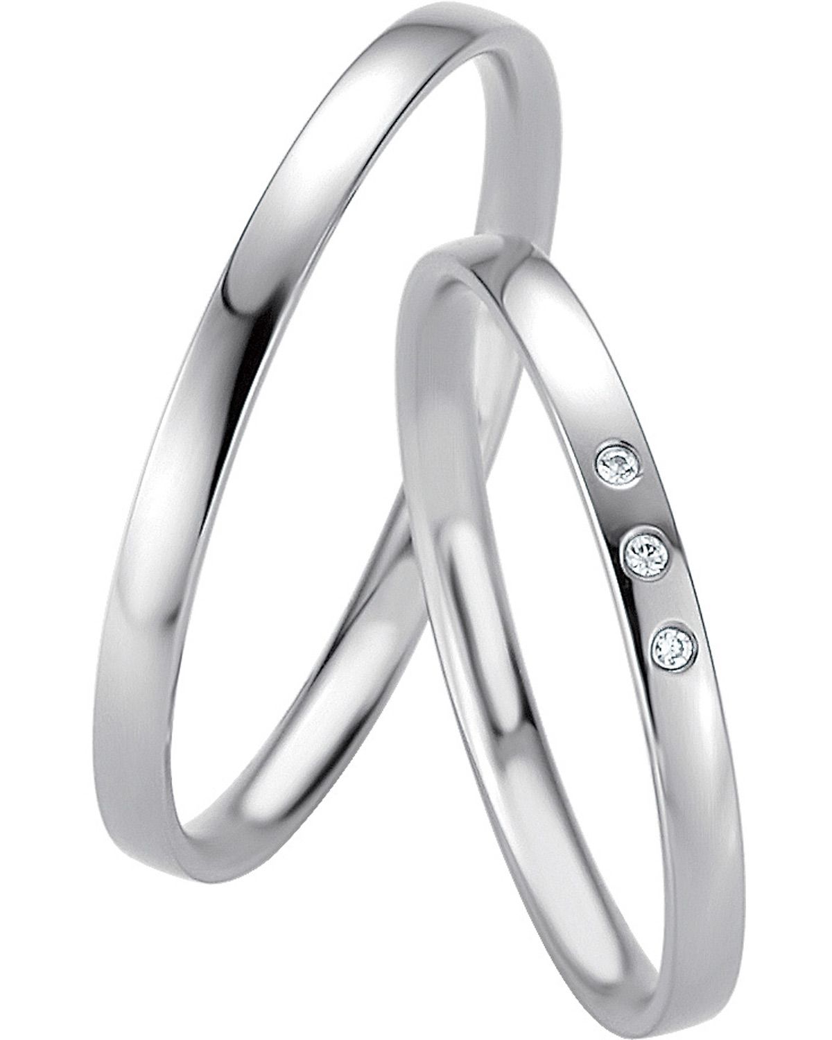 BREUNING Basic Slim Collection Wedding Rings White Gold 4307-4308W - White Gold