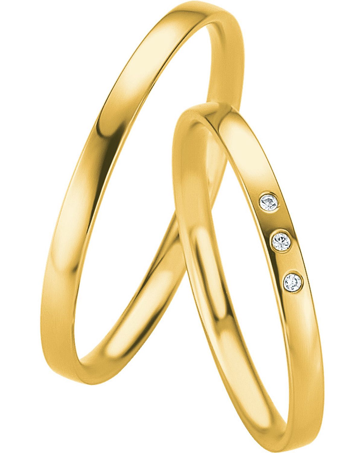 BREUNING Basic Slim Collection Wedding Rings Yellow Gold 4307-4308Y - Yellow Gold