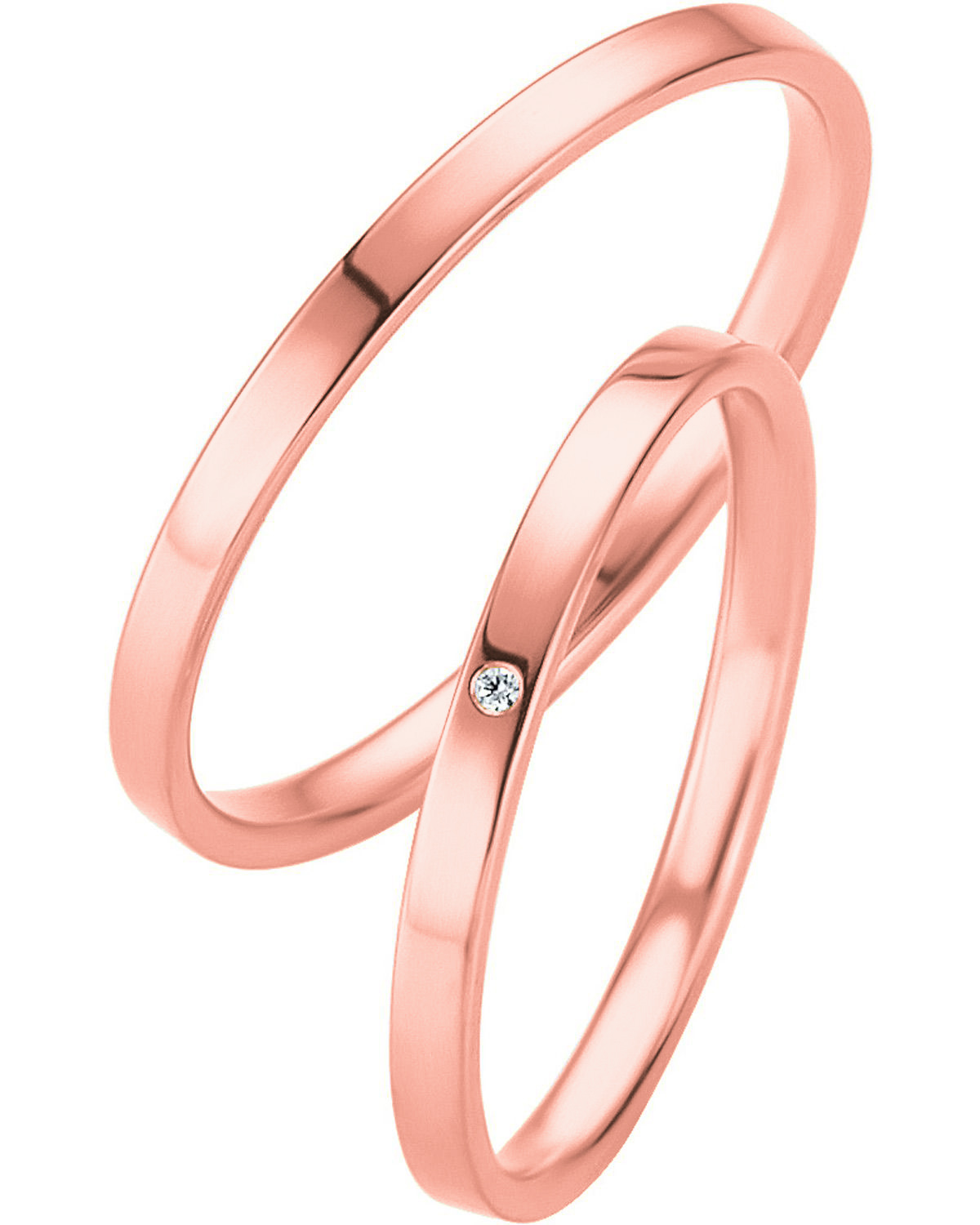 BREUNING Basic Slim Collection Wedding Rings Rose Gold 4309-4310R - Rose Gold