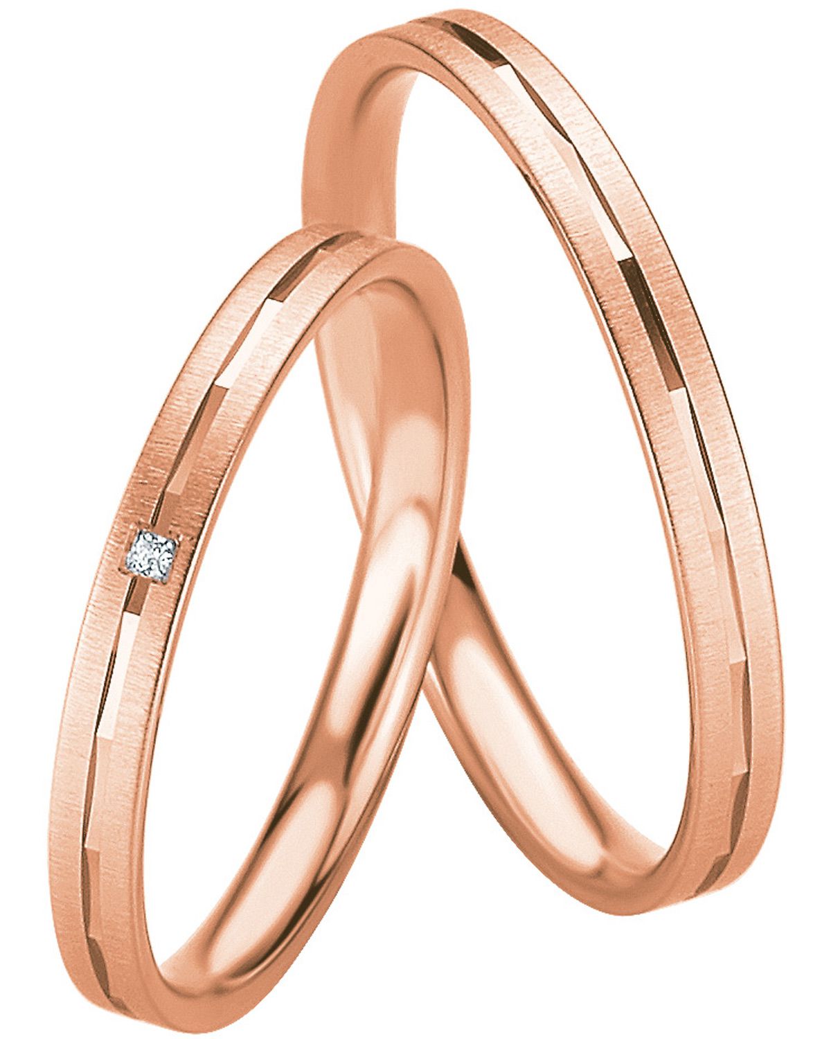 BREUNING Basic Slim Collection Wedding Rings Rose Gold 4321-4322R - Rose Gold