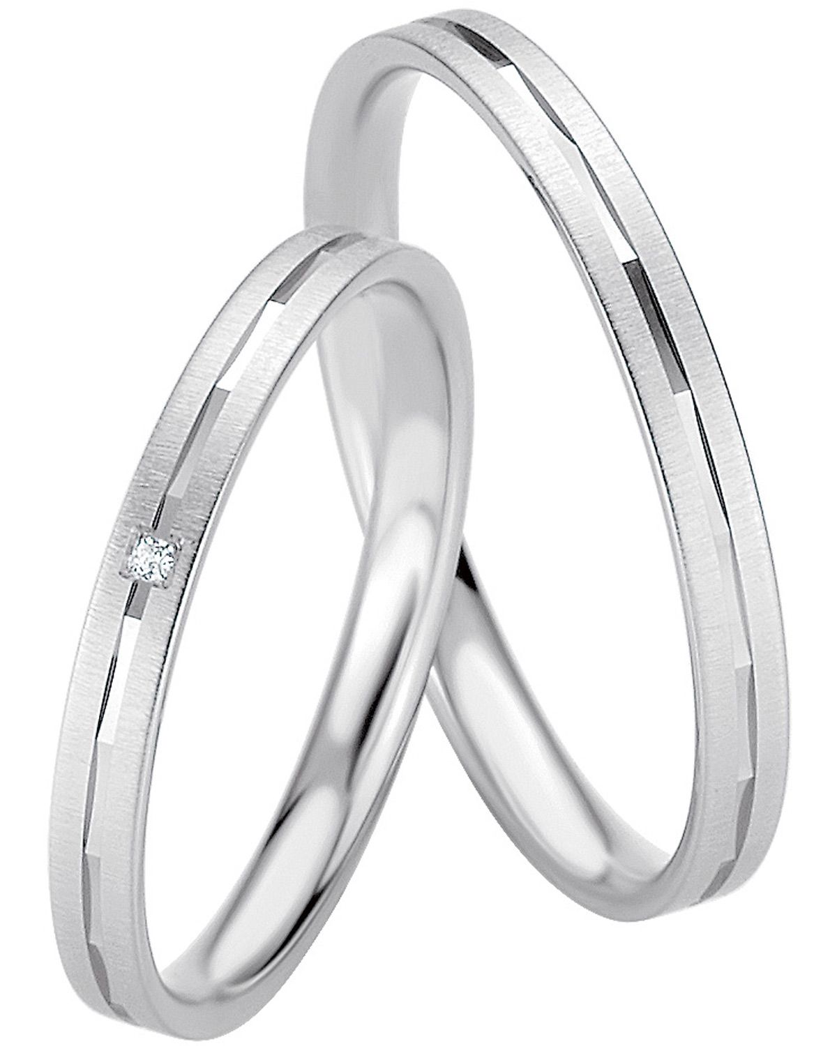 BREUNING Basic Slim Collection Wedding Rings White Gold 4321-4322W - White Gold