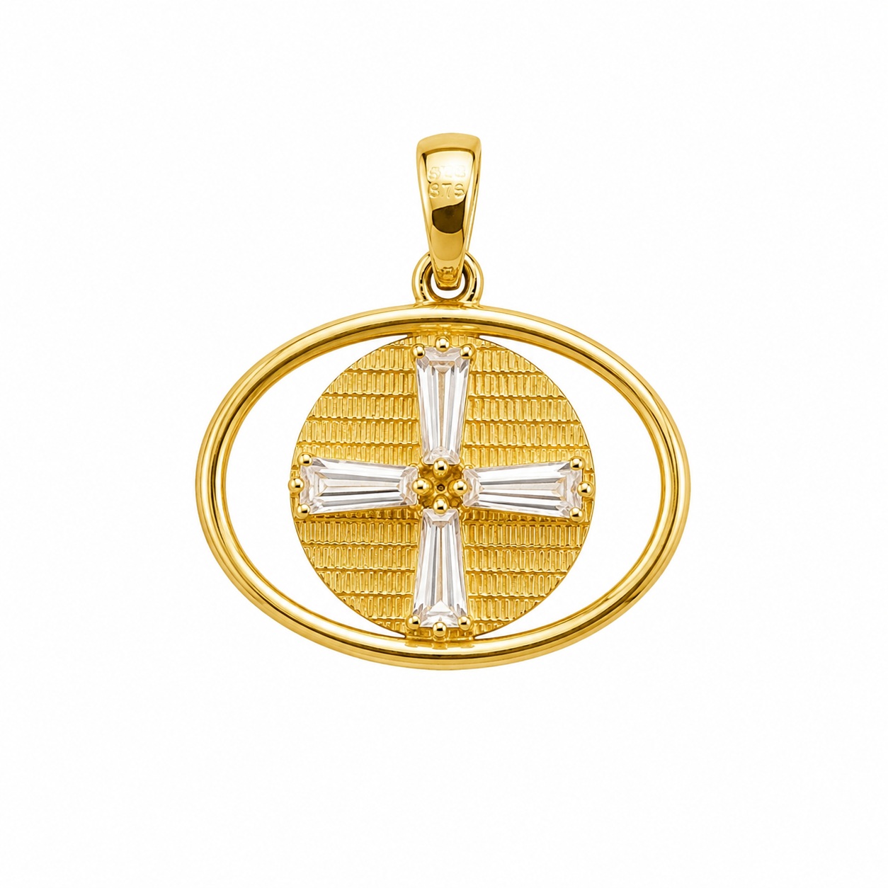 PENDANT Double Sided Constantinato SENZIO Collection from K9 Yellow Gold with Zircon Stones 3LAV.D440P - 3
