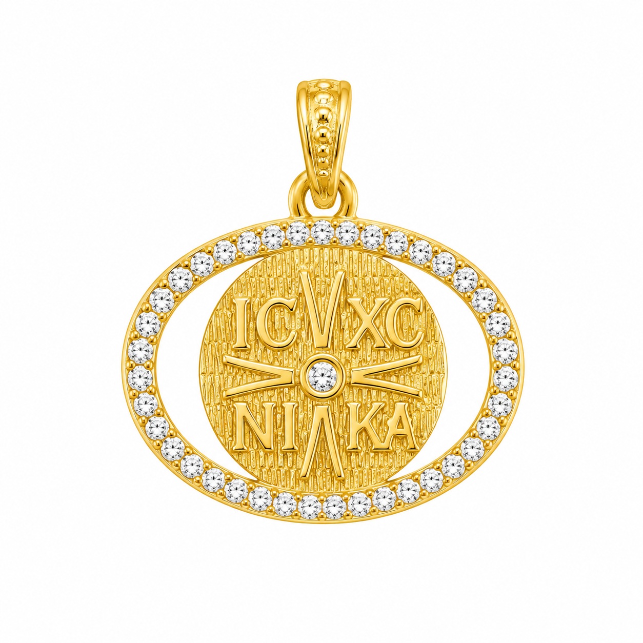 PENDANT Double Sided Constantinato SENZIO Collection from K9 Yellow Gold with Zircon Stones 3LAV.D440P - 