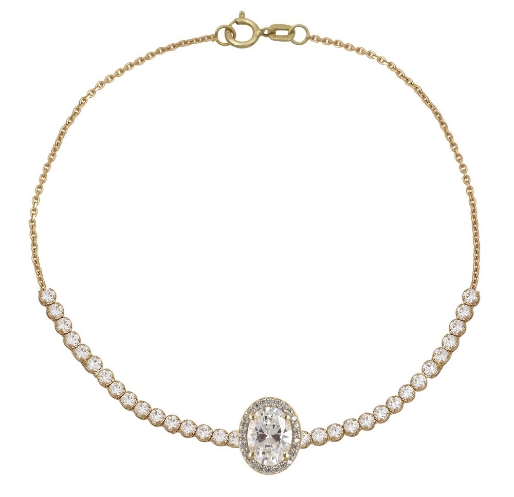 ΒΡΑΧΙΟΛΙ Ροζέτα Κίτρινο Χρυσό 9K με Πέτρες Ζιργκόν B-FDR001-1CHRIB - 