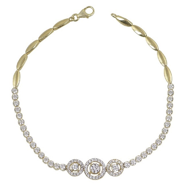 ΒΡΑΧΙΟΛΙ SENZIO Collection Κίτρινο Χρυσό Κ14 με Πέτρες Ζιργκόν B-SF026-1RIBKOUYK14 - 