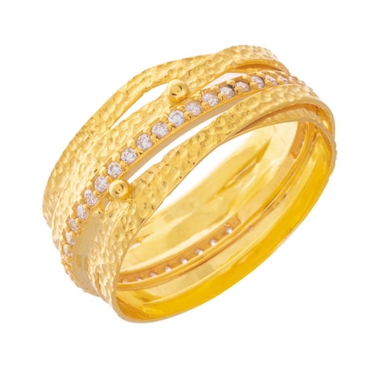 ΔΑΧΤΥΛΙΔΙ Χειροποίητο SENZIO Collection 14Κ Κίτρινο Χρυσό με πέτρες Ζιργκόν 4614132