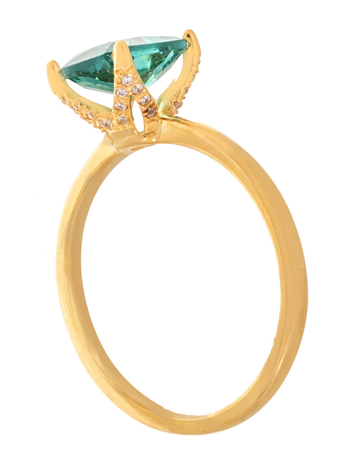 ΔΑΧΤΥΛΙΔΙ Μονόπετρο Χειροποίητο SENZIO Collection 14Κ Κίτρινο Χρυσό με πέτρες Ζιργκόν 4614201G - 