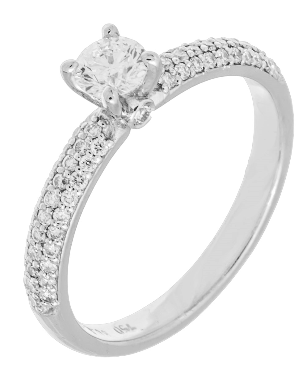 ΔΑΧΤΥΛΙΔΙ Μονόπετρο SENZIO Collection Λευκό Χρυσό Κ18 με 0.57ct. Διαμάντια 4614205.K18W - 1