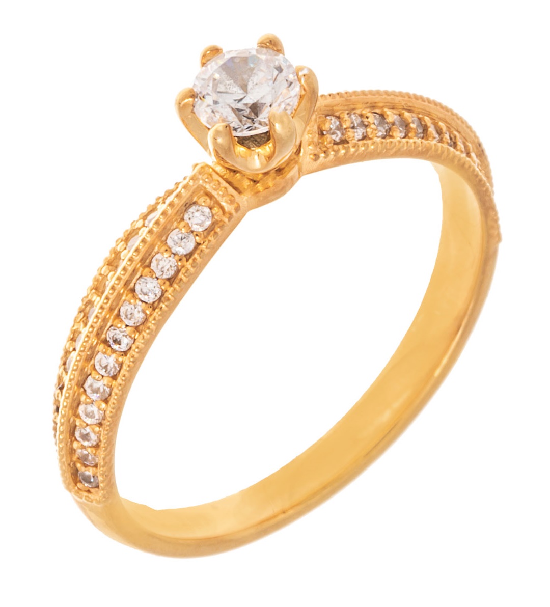 ΔΑΧΤΥΛΙΔΙ Μονόπετρο Χειροποίητο SENZIO Collection 14Κ Κίτρινο Χρυσό με πέτρες Ζιργκόν 4614206Y - 